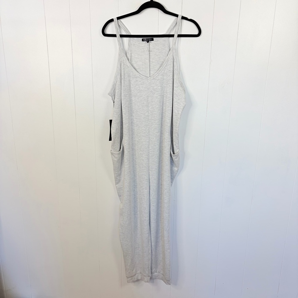 T/S By Thrive Clothing Soft Gray Jumpsuit Pockets New Size Large Loungewear New - Picture 3 of 10